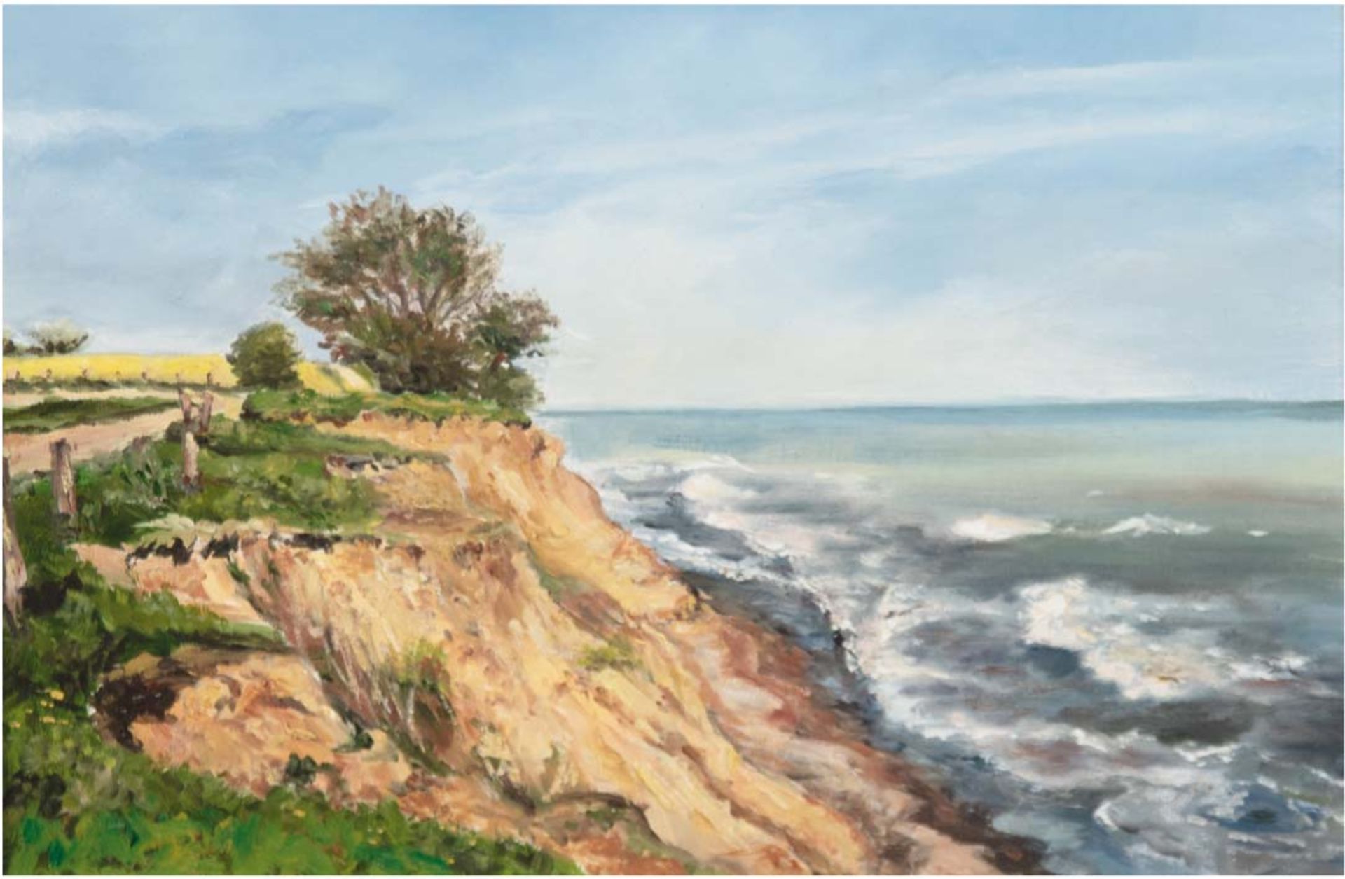 "Steilküste an der Ostsee", Öl/Lw., unsign., 20x30 cm, Rahmen