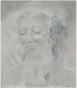 Wille, L. (20. Jh.) "Porträt einer jungen Frau", Zeichnung, sign. u.r., 37x30 cm, hinter Glas im Ra