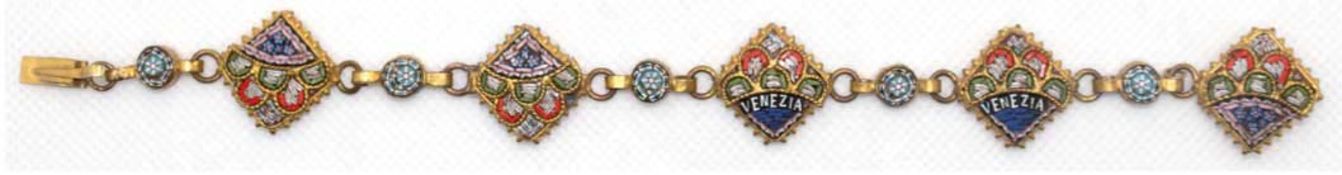 Armband Italien um ca. 1880 /90, „Millefiori“, 2 Glieder bezeichnet mit "VENEZIA“ guter Zustand, ke