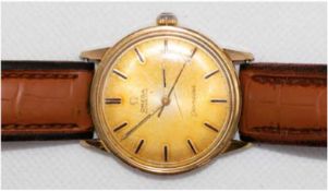 Armbanduhr "Omega Seamaster", Automatic, vergoldetes Gehäuse, goldfarbenes Ziffernblat mit Stabindi