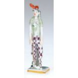 Meissen Figur "Wandersfrau", Entwurf Peter Strang, sign., blaue Schwertermarke, 1. Wahl, polychrome