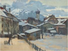 Cherepov, George (1909 Litauen-1987 Pennsylvania, Vereinigte Staaten) "Winterliches Dorf in den Ber