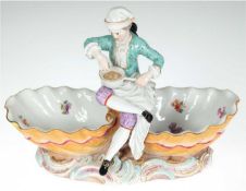 Meissen-Gewürzschale mit Figur "Koch sitzend zwischen zwei Muschelschalen", 2. H. 18. Jh., Entwurf 