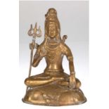 Buddha-Figur "Segnender Shiva auf Lotosthron sitzend", Bronze, H. 19,5 cm