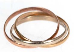 Trinity-Ring, 585er GG/WG/RG, 3 Ringe ineinander verschlungen, RG 63,5