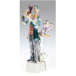 Meissen Figur "Der Zauberer", Entwurf Peter Strang, sign., blaue Schwertermarke, 1. Wahl, polychrom