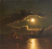 Boeck, Johann Friedrich (1811 Greifswald-1873 Stettin) Zuschreibung "Mondscheinnacht an der Ostsee"