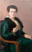Wellmann, Robert (1866-1946 Pasca Ungarn) "Halbporträt einer Frau im grünen Kleid", Öl/Lw./ Holz au