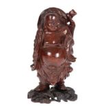 Figur "Stehender Buddha", China, Holz geschnitzt, H. 18 cm