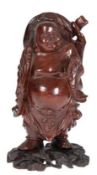 Figur "Stehender Buddha", China, Holz geschnitzt, H. 18 cm