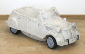 Pflanzschale "Citroën Ente Cabrio", um 1980, Steinguß, 25x73x29 cm