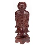 Holz-Figur "Stehender Gelehrter", China um 1930, geschnitzt, H. 21 cm