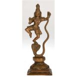 Figur "Shiva auf der Schlange tanzend", Asien, Bronze, auf quadratischem Sockel, H. 25 cm
