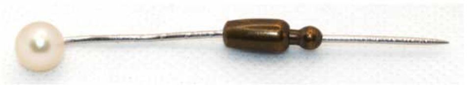 Nadel mit Perle, Silber, Feststeller Metall, L. 6,5 cm