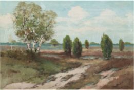 Wild, Otto (1898 Trostberg-1971 Hamburg) "Heidelandschaft", Öl/ Lw., fleckig, reinigungsbedürftig, 