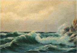 Ernlund, Frederik (1879-1957) "Felsige Küste", Öl/ Lw., sign. u.r., reinigungsbedürftig, 65x89 cm, 