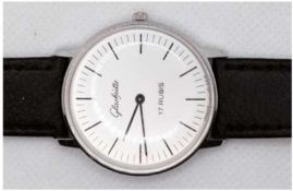 Armbanduhr "Glashütte", Edelstahl, mechanisches Werk mit Handaufzug, gangfähig, Dm. 3,5 cm, neues s