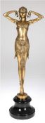 Bronze-Figur im Art-Deko-Stil "Tänzerin", Nachguß, bez. "D.H. Chiparus", Pariser Gießerplakette, H.