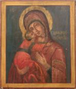Prozessions-Ikone "Darstellung der Gottesmutter von Wladimir und dem Heiligen Nikolaus", 18. Jh., E