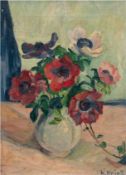 Heick, Henriette (1878-1974 Lübeck) "Stilleben mit Anemonen", Öl/Mp., sign. u.r., rücks. auf Keilra