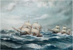 Jürgensen, Th. "MS Hohenzollern", Öl/Mp., sign, bez. u. dat. 1903 u.l, 38x53 cm  im Passepartout un