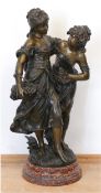 Skulptur "Amitié", Frankreich, Weißmetallguß, bronziert, sign. Auguste Mureau, franz. Gießermarke, 