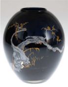 Vase, Luigi Colani (1928 -2019), Serie "Tokyo", Glas mit dunkelblauem Innenfang, Schauseite blühend