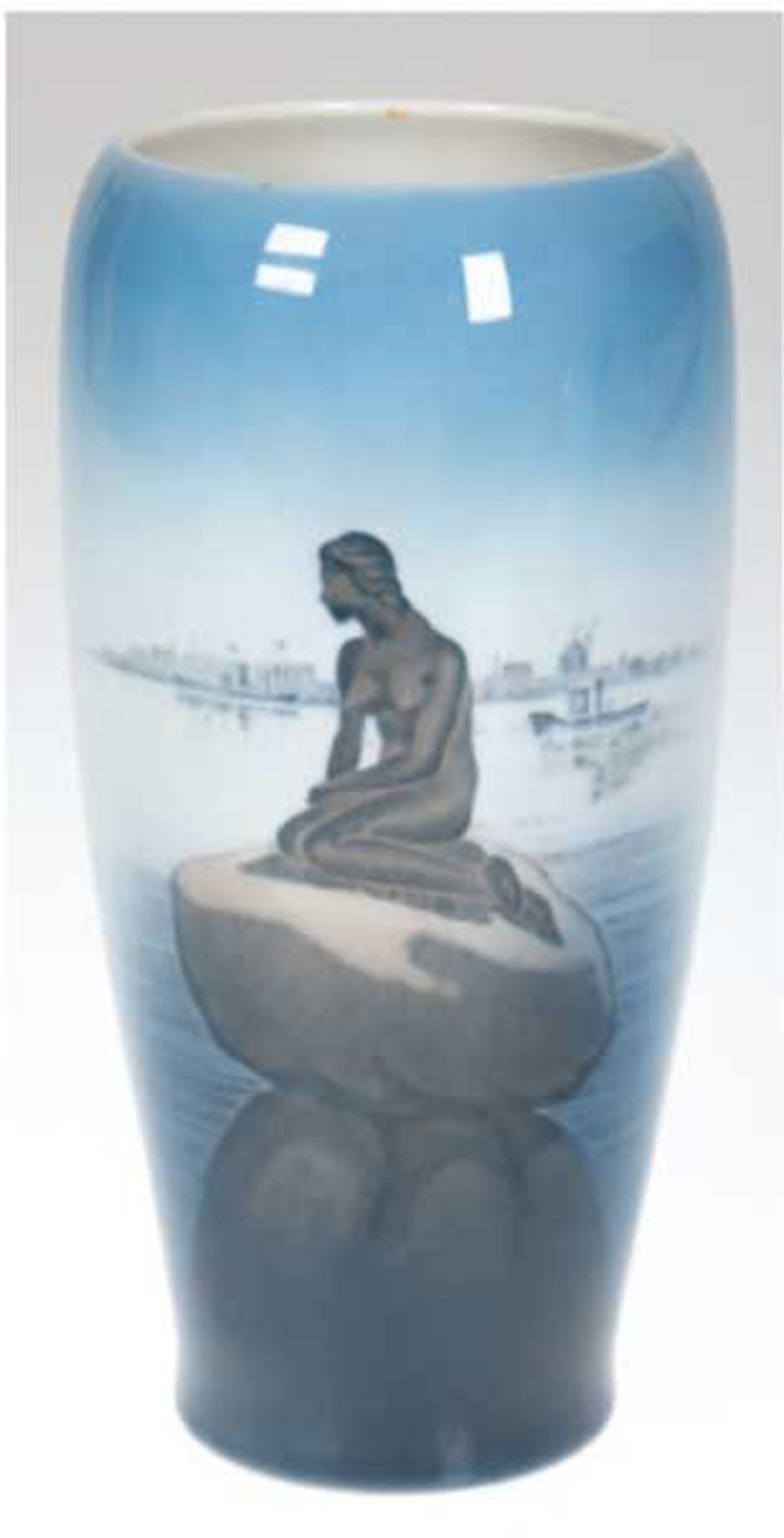Vase, Royal Copenhagen, "Kleine Meerjungfrau", Langelinie, Nr. 4463, polychrom bemalt, H. 17 cm
