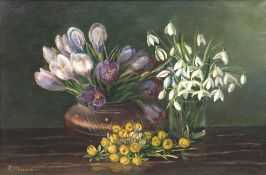 Thormann, E. "Frühlingsstrauß in Vase", Öl/Lw., sign. u.l., 31x44,5 cm, Rahmen