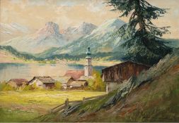 Minnich, Hermann (Maler 1. Hälfte 20. Jh.) "Bayrischer See", Öl/Lw., sign. u.r., 60x80 cm, Rahmen