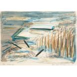 Rasmussen, Jens Uffe (geb. 1948) "Abstrakte Landschaft", Litho 5/20, sign. u. dat. '85, 32x42 cm, i