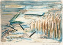 Rasmussen, Jens Uffe (geb. 1948) "Abstrakte Landschaft", Litho 5/20, sign. u. dat. '85, 32x42 cm, i