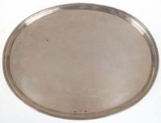 Tablett, Danzig 18./19. Jh., 12 Lot Silber, ?HZGM, punziert, 1072 g, ovale Form mit ansteigendem Ra