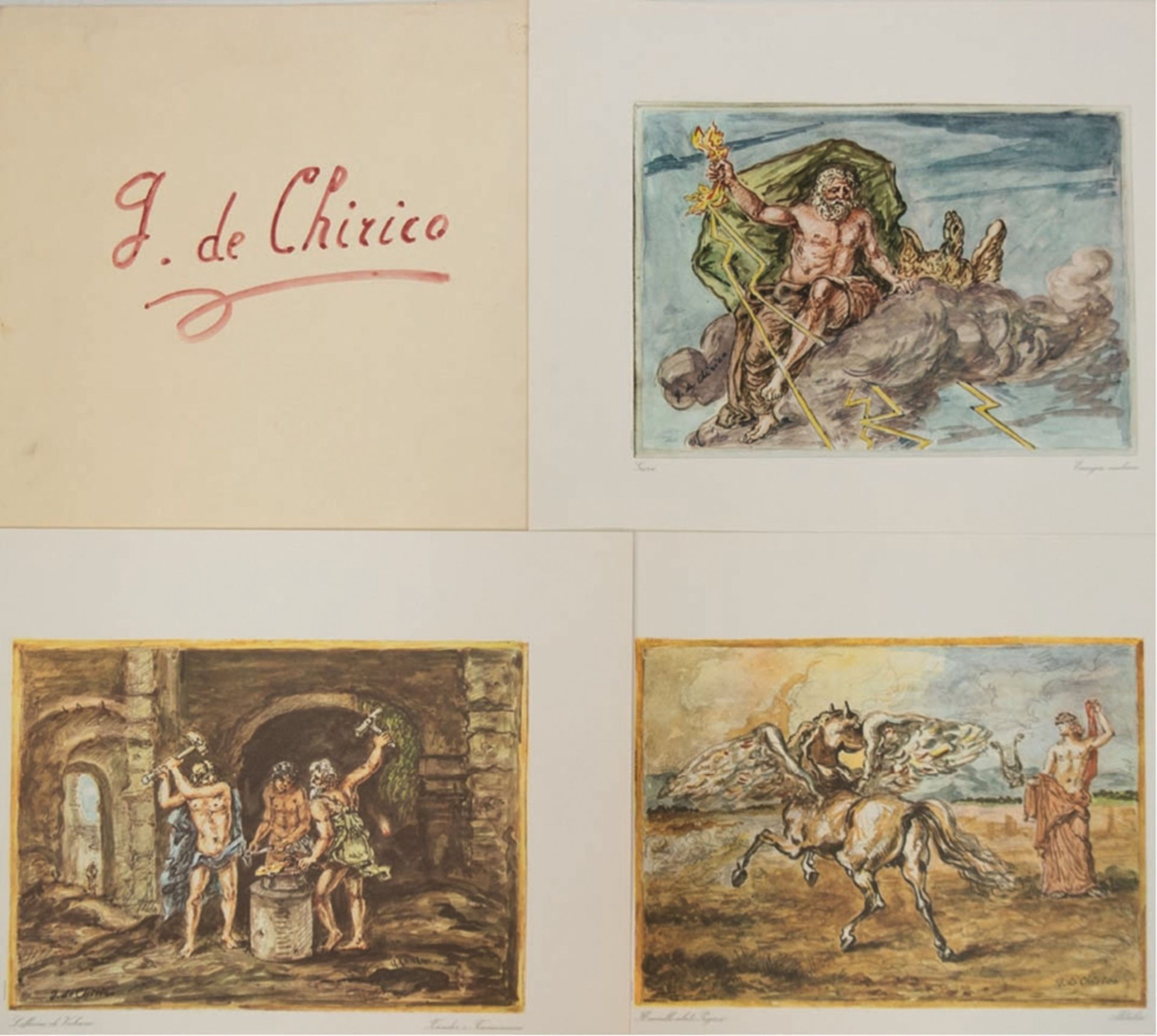 Chirico, Georigio de (1888-1978) Mappe "Dieci tavole dedicate all'IRI", 10 Drucken des Künstlers, I