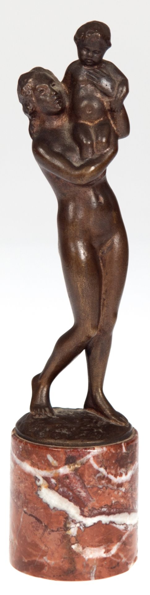 Fritz, Max Daniel Hermann (1873-1948) "Mutter mit Kind", Bronze, braun patiniert, sign., H. 15,5 cm