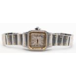 Damenarmbanduhr "Cartier", Automatic, Ref-Nr. 2423, Edelstahl/Gold, guillochiertes Ziffernblatt mit