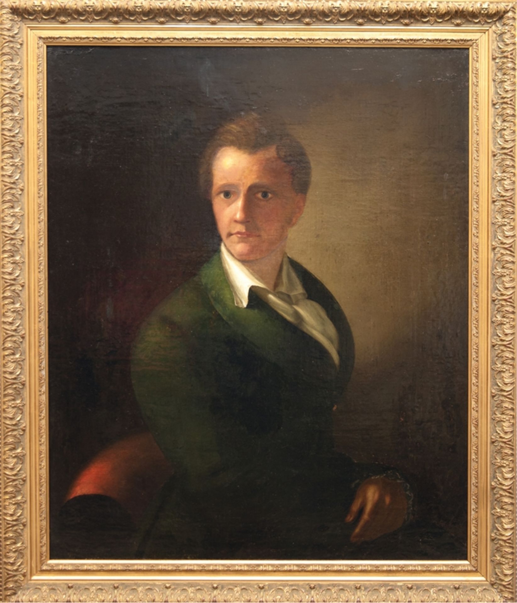 "Herrenporträt", Öl/Lw., unsign., rückseitig auf Keilrahmen bez. "Fritz Dorn 1805-1855" und alter K