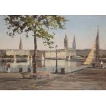 Palis, Erich (20. Jh.) "Hamburger Binnenalster", Öl/Lw., sign. u.r., 60x81 cm, Rahmen