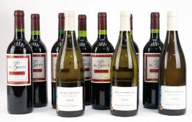 10 Flaschen Wein, Frankreich, dabei 3 Flaschen Weißwein "Saint-Romain-Sous le Chateau 2009" und 7 F