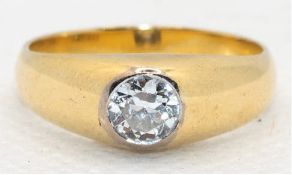 Brillant-Ring, 750er GG, besetzt mit Solitär von 0,75 ct, vs, RG 54