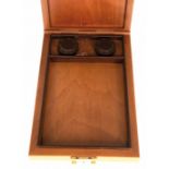 Humidor, Lubinski, Maserholz, mit 2 Luftbefeuchtern, Schloß und Schlüssel, 3,5x16,5x25,5 cm