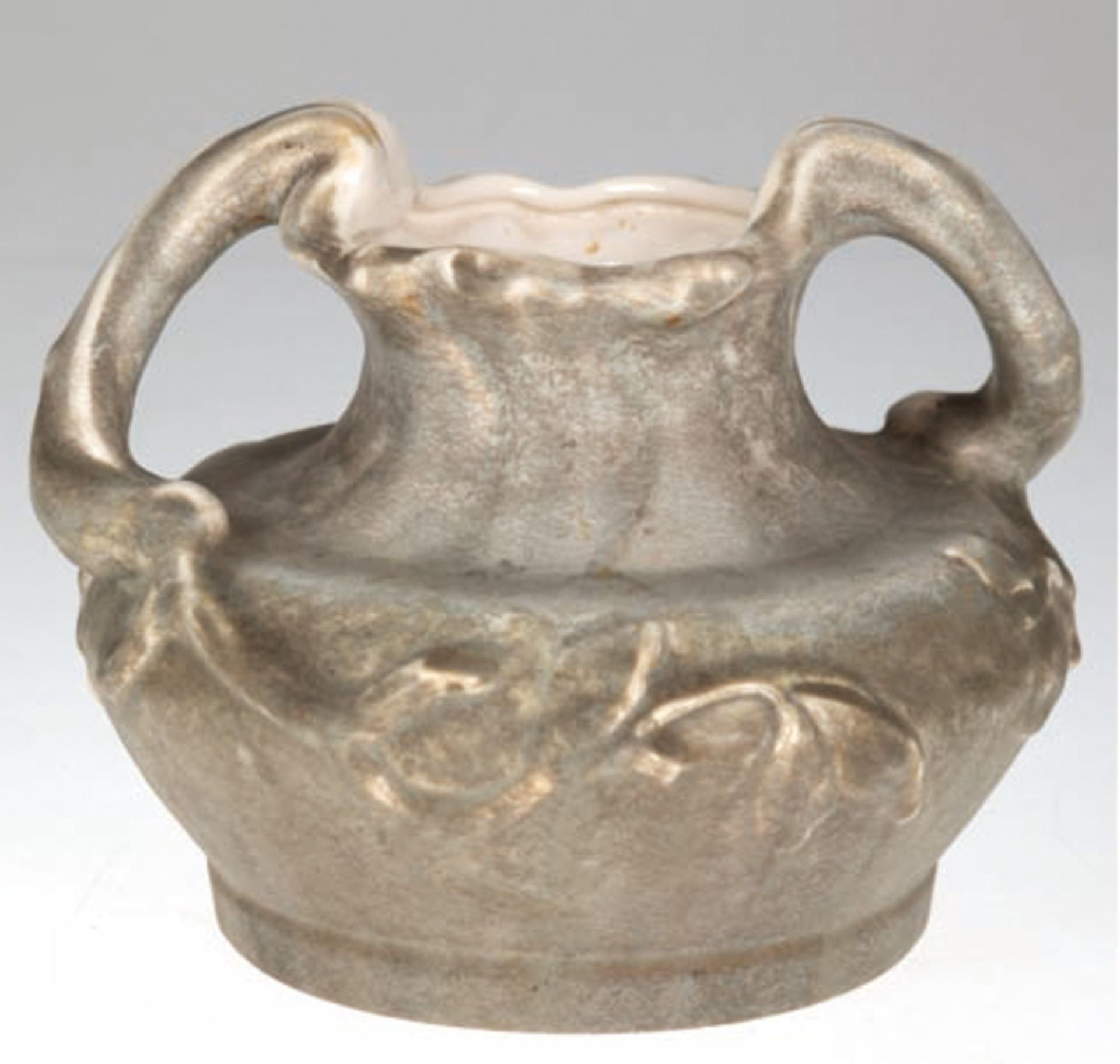 Vase, Keramik, Teichert Meissen, unterseitig Manufakturmarke, flacher bauchiger Korpus mit taillier