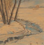 Abeking, Ortrud Elly (1904 Berlin-1977 Torrevieja/ Spanien) "Winterlandschaft", Aquarell, monogr. u