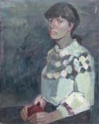 St. Petersburger Malschule um 1950/60 "Porträt einer jungen Frau", Öl/Lw., unsign., 65x50 cm, Rahme