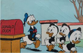 "Donald Duck", Öl/Lw., sign. "M. Max E.", min. Farbabplatzungen, 32x50 cm, ungerahmt