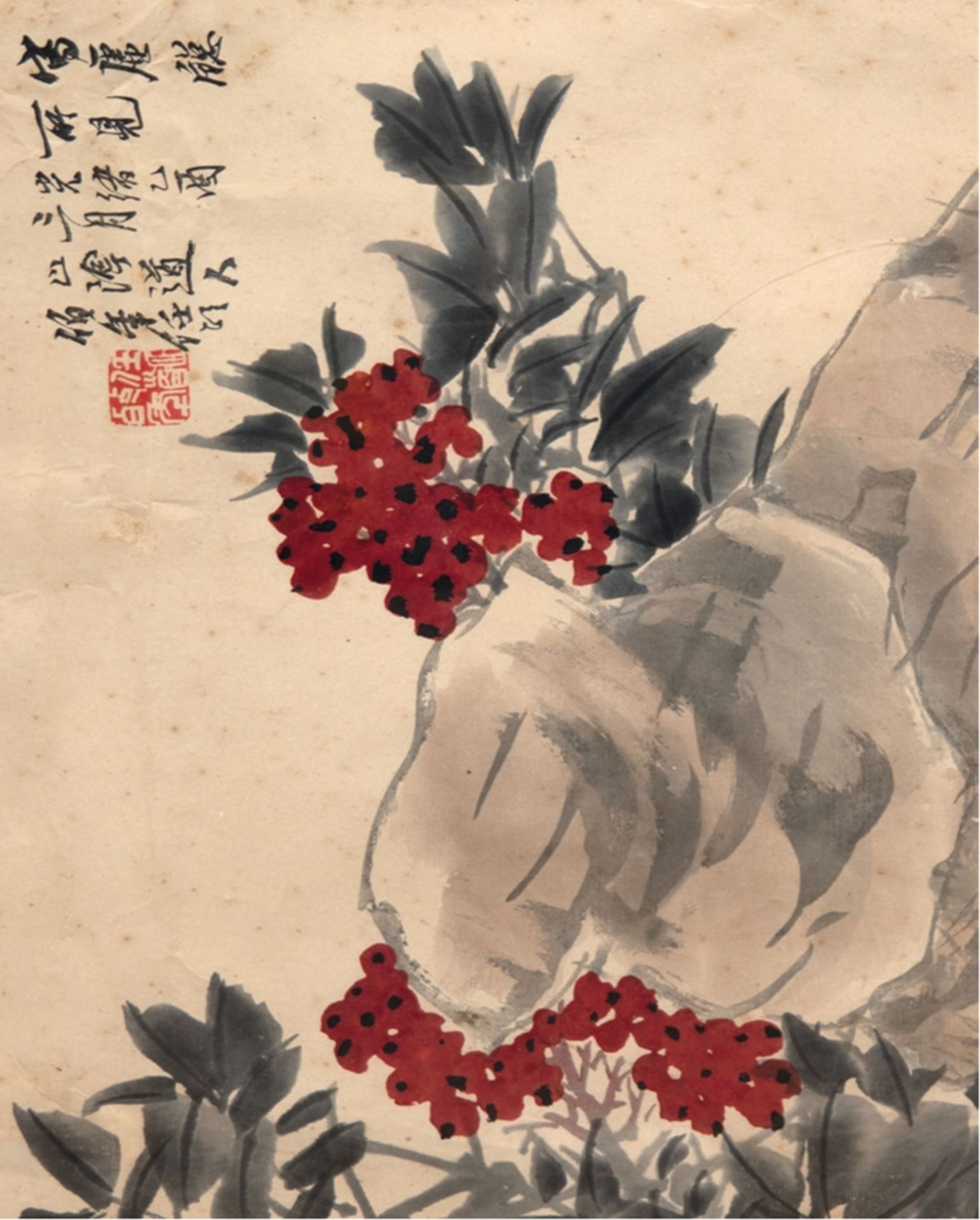 Japanischer Maler "Blumen", Aquarell, sign., leicht stockfleckig, 33x24 cm, im Passepartout hinter 