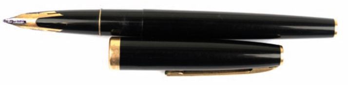 Füller "Geha Rolled Gold", schwarz/gold, 14 kt Goldfeder, Gebrauchspuren, L. 13 cm