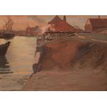 Philipsen, Sally (1879-1936) "Hafenansicht", Öl/Pappe, sign. u.r. und dat.´19, 36x45,5 cm, Rahmen