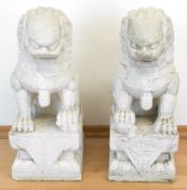 Paar Tempellöwen, China, Steinguß, 50x20x26 cm