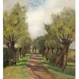 Malchin, Carl (1838 Kröpelin- 1923 Schwerin) "Allee mit Kopfweiden", Öl/Mp., sign. u.r., 49,5x43 cm